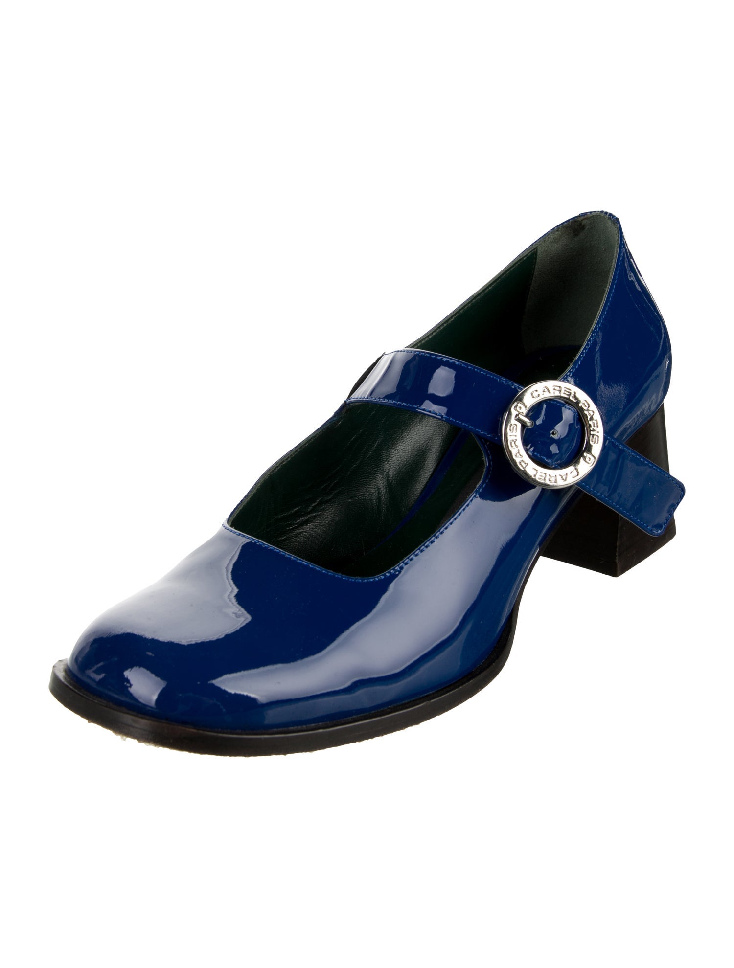 Carel Paris Patent Leather Colorblock Pattern Pumps