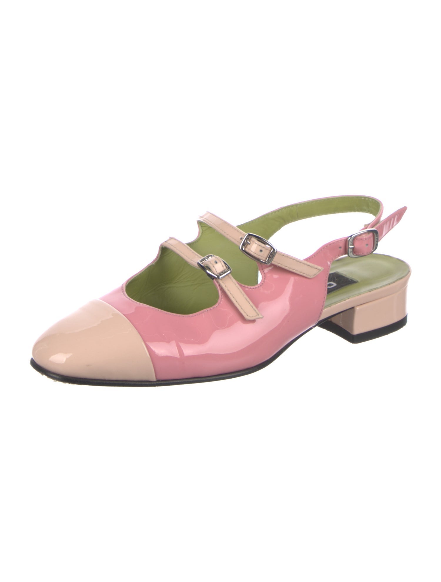 Carel Paris Patent Leather Colorblock Pattern Slingback Pumps