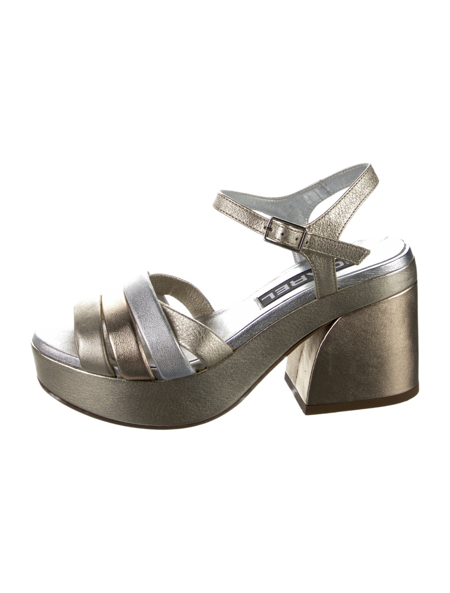 Carel Paris Leather Colorblock Pattern Sandals