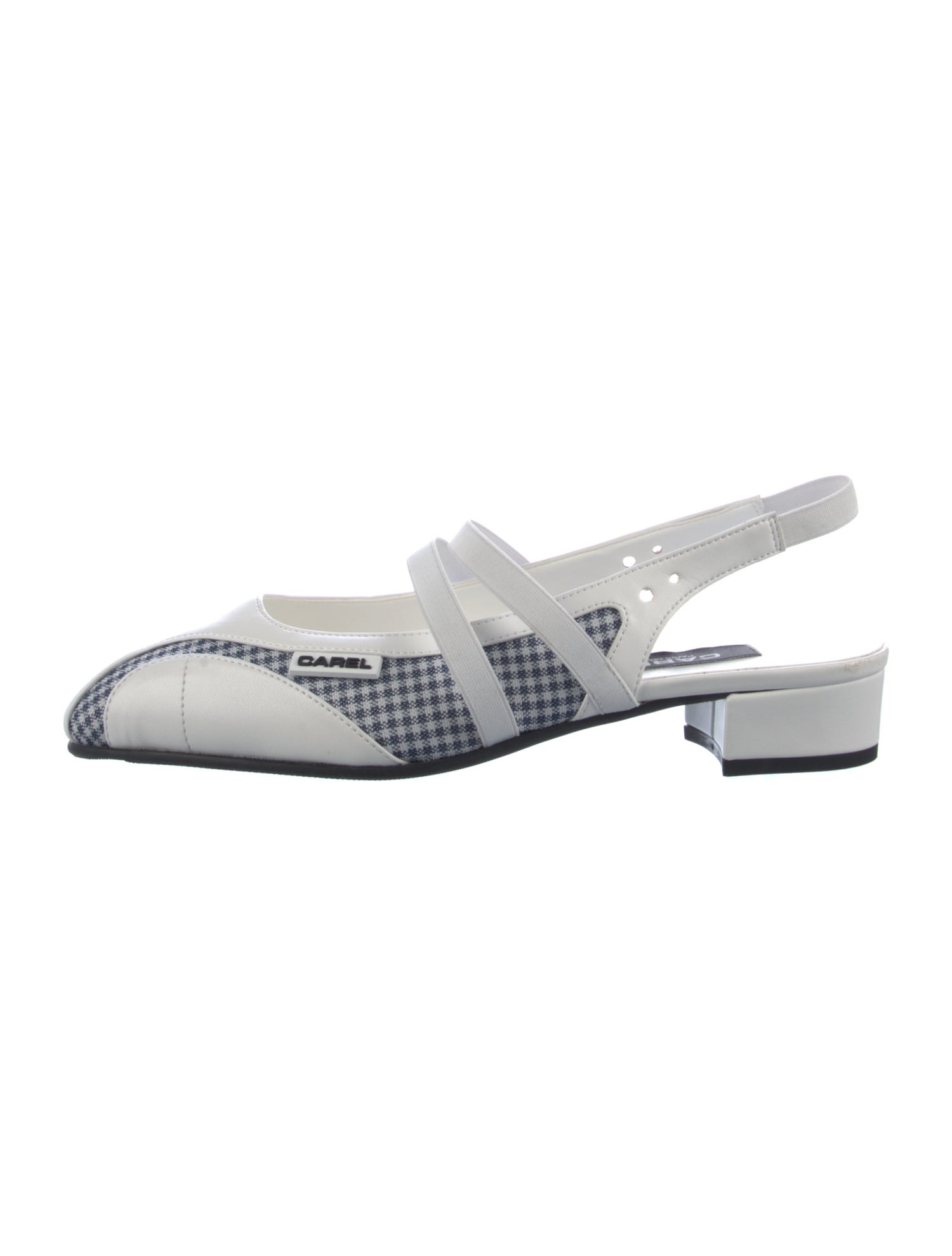 Carel Paris Leather Plaid Print Slingback Flats