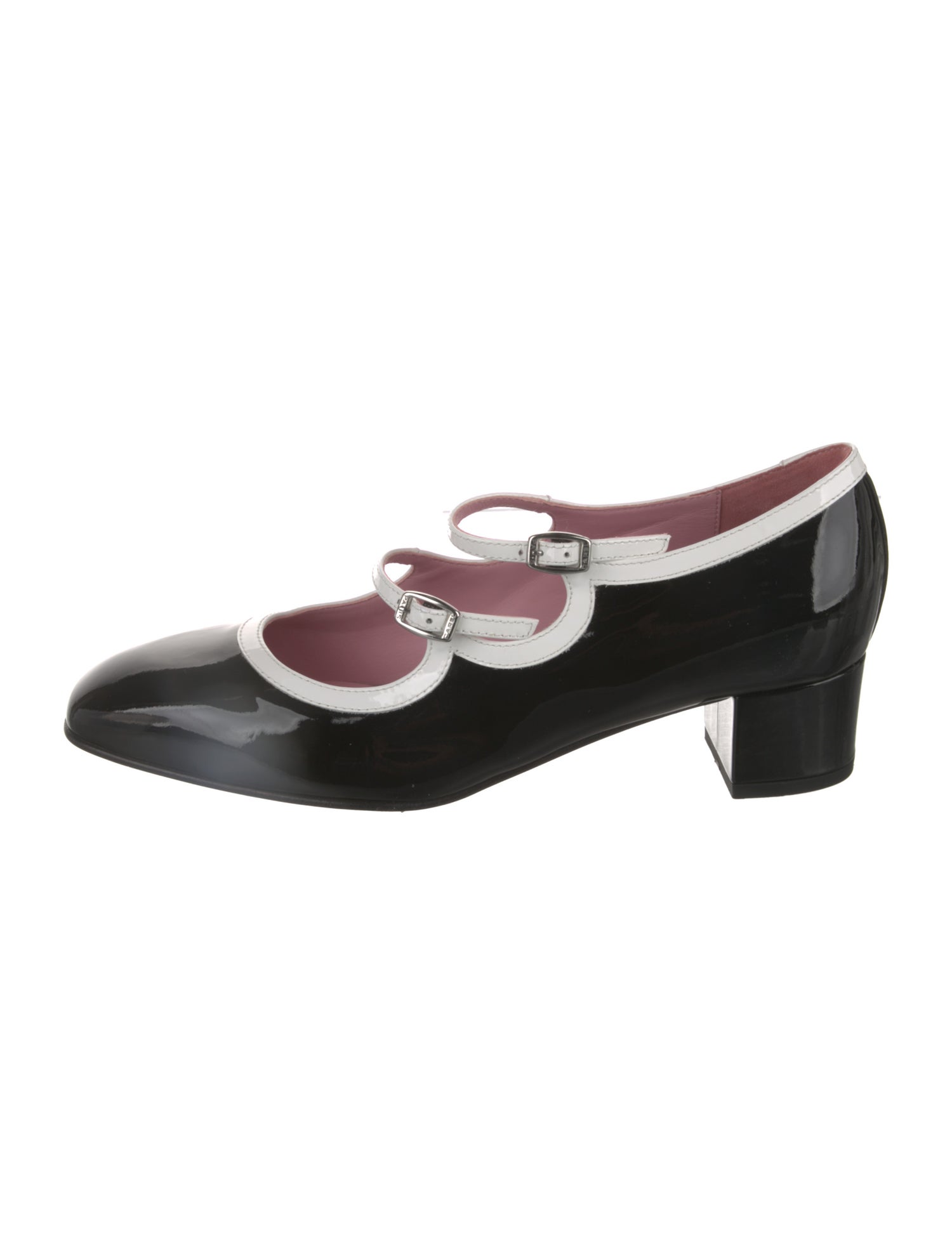 Carel Paris Patent Leather Colorblock Pattern Pumps