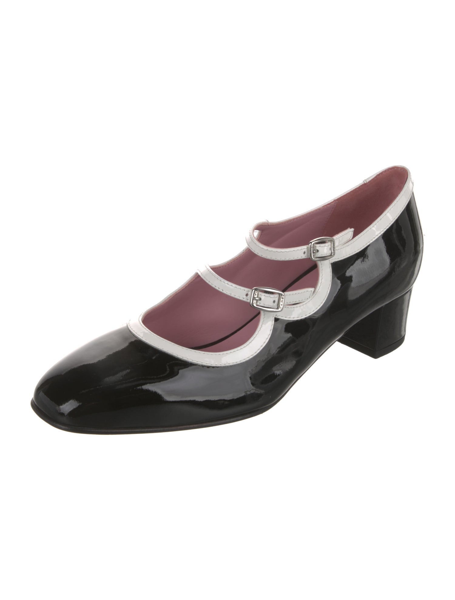 Carel Paris Patent Leather Colorblock Pattern Pumps