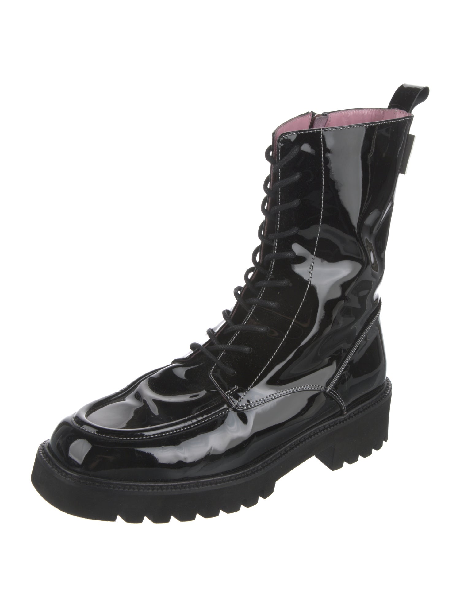 Carel Paris Patent Leather Combat Boots