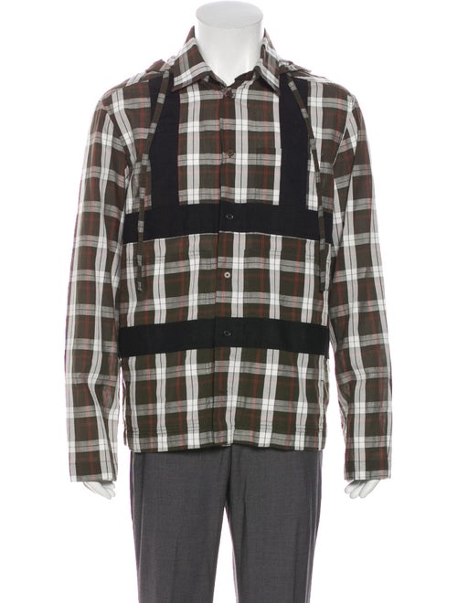 Craig Green Hooded Plaid Print Dress Shirt Green