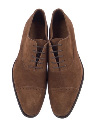 Carmina Suede Lasercut Accents Oxfords