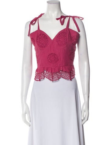 Charo Ruiz Tops V-Neck Sleeveless Crop Top L