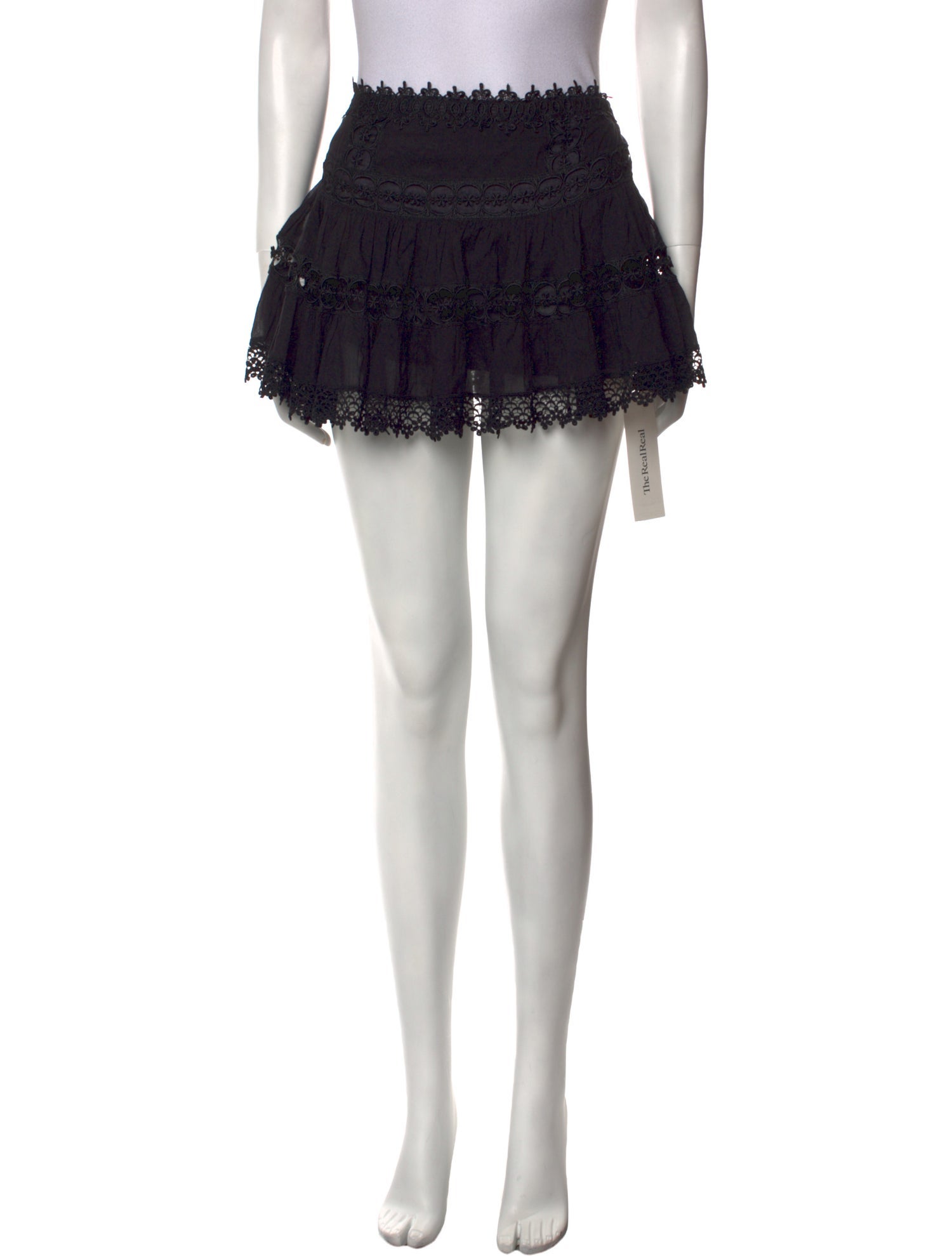 Charo Ruiz Lace Trim Embellishment Mini Skirt - Black Skirts
