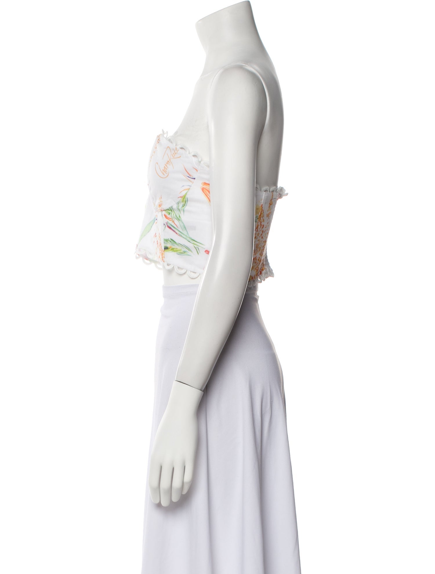 Charo Ruiz Floral Print Strapless Crop Top