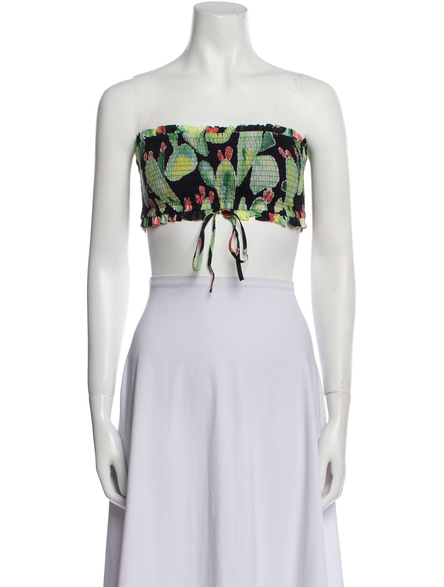 Charo Ruiz Printed Strapless Crop Top