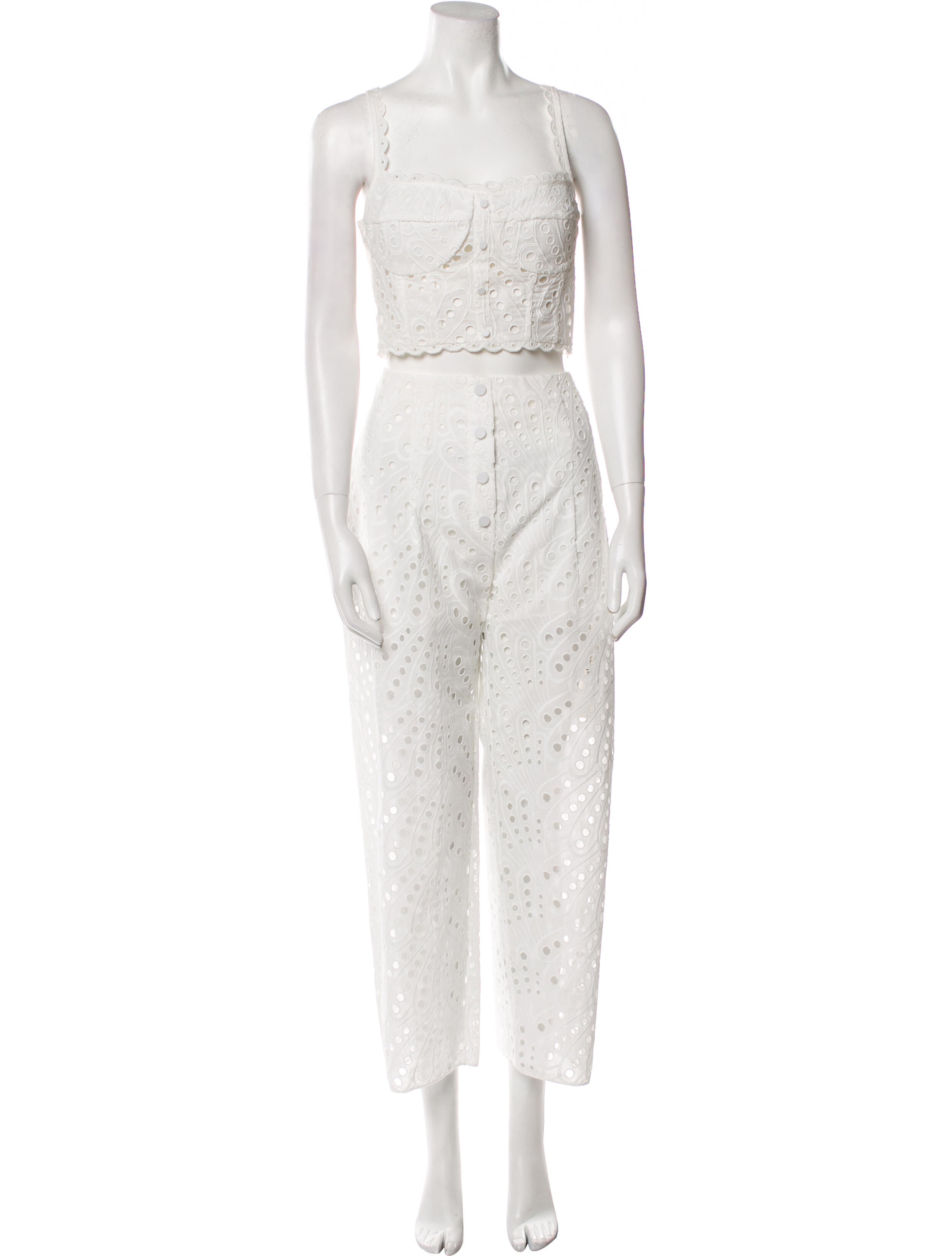 Charo Ruiz Lace Pattern Eyelet Trim Pant Set