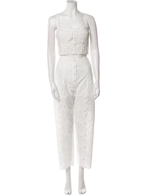 Charo Ruiz Lace Pattern Eyelet Trim Pant Set