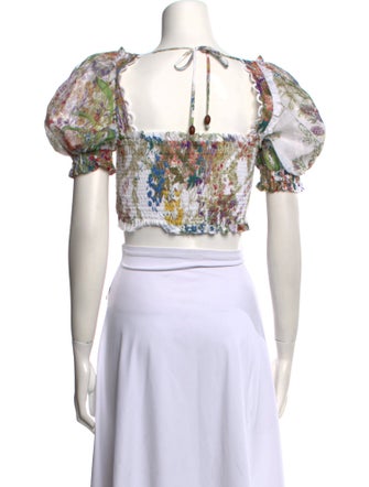 Charo Ruiz Floral Print Square Neckline Crop Top