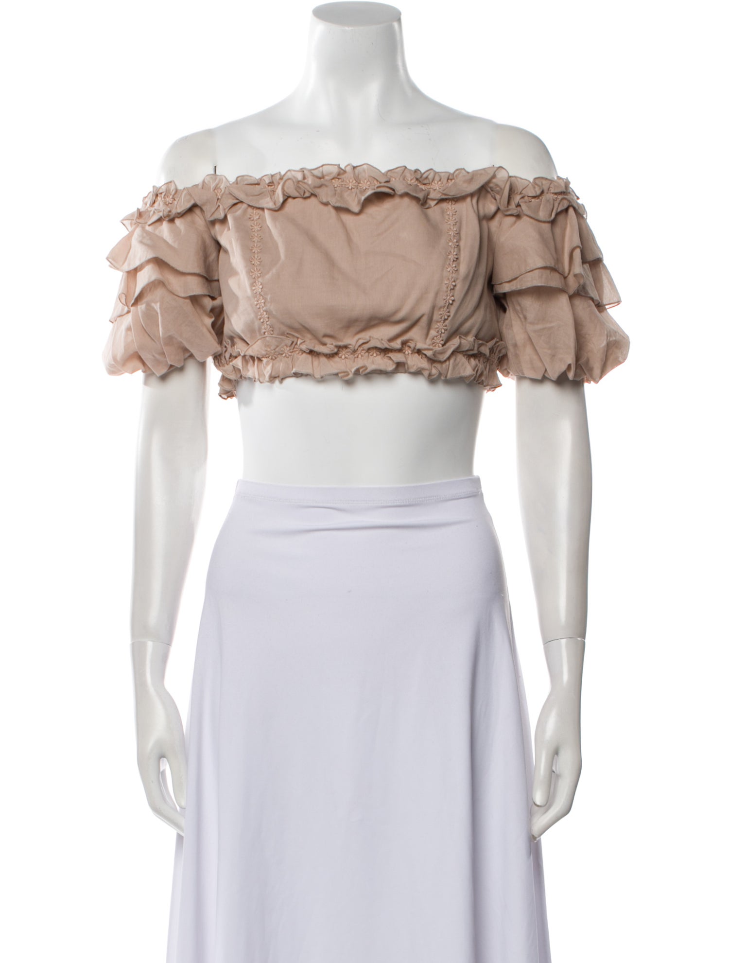 Charo Ruiz Off-The-Shoulder Short Sleeve Crop Top