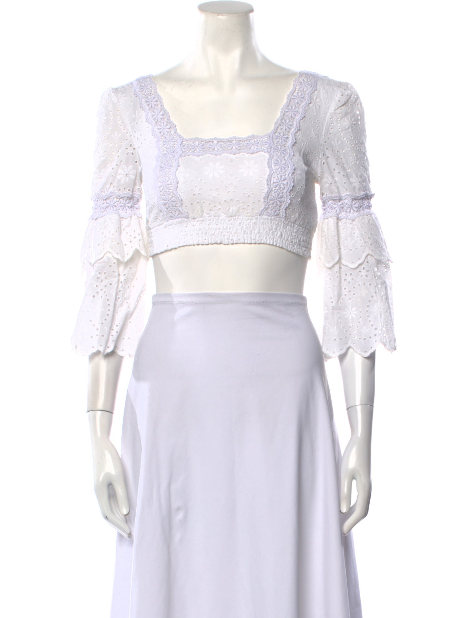 Charo Ruiz Lace Pattern Square Neckline Crop Top