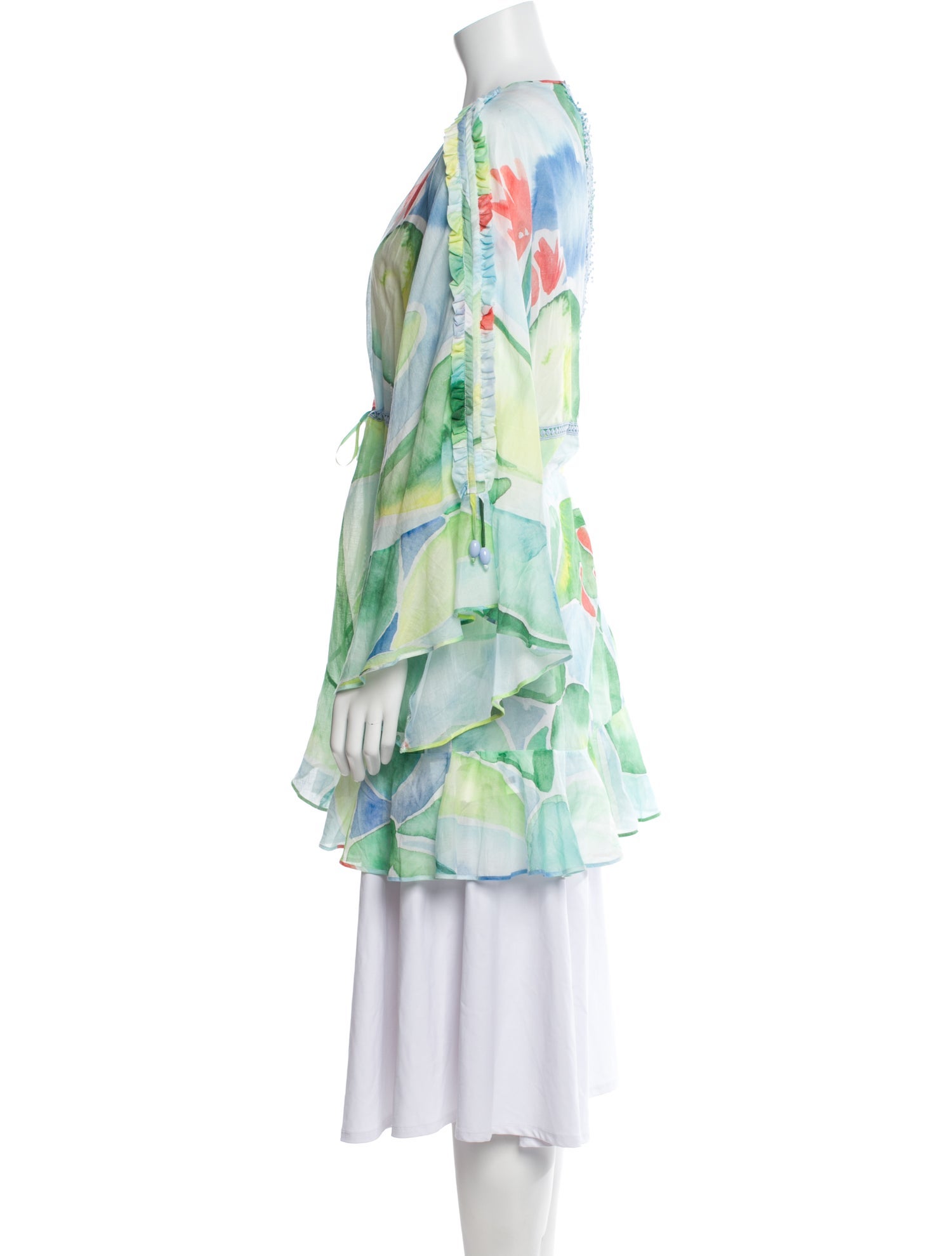 Charo Ruiz Printed Lace Trim Embellishment Robe