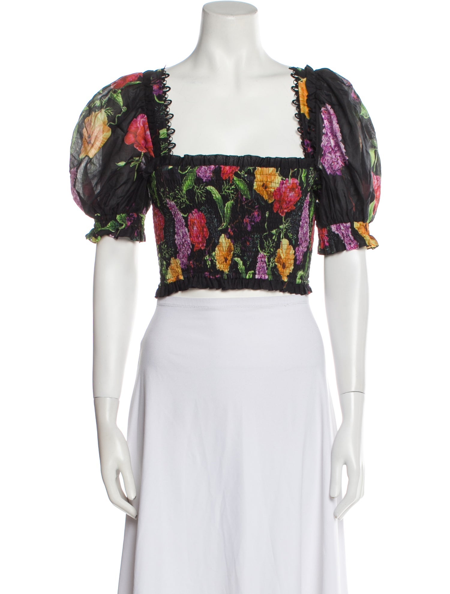Charo Ruiz Floral Print Square Neckline Crop Top
