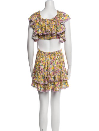Charo Ruiz Floral Print Ruffle Embellishment Skirt Set