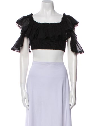 Charo Ruiz Off-The-Shoulder Short Sleeve Crop Top