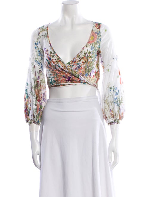 Charo Ruiz Printed Plunge Neckline Crop Top