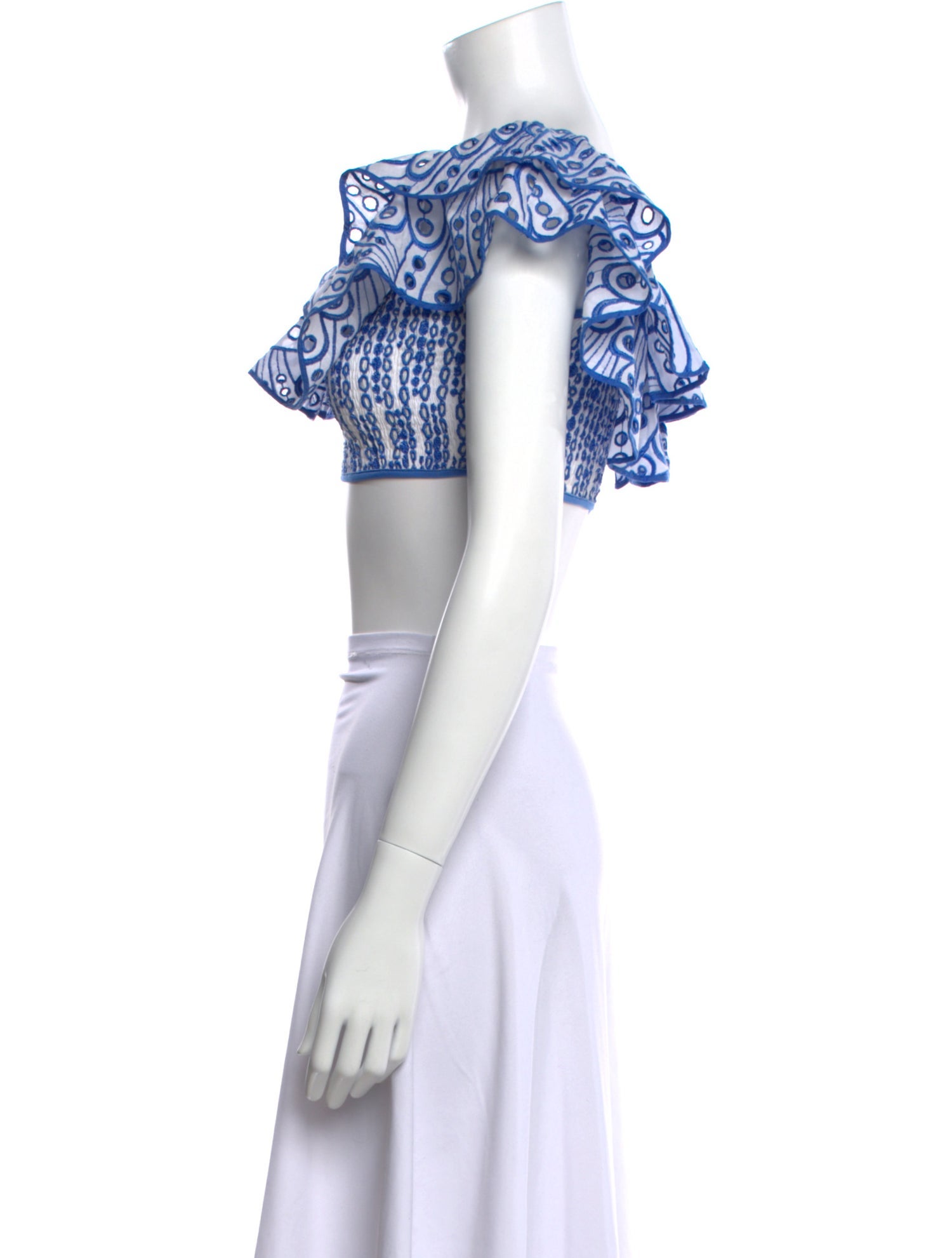 Charo Ruiz Printed Bateau Neckline Crop Top