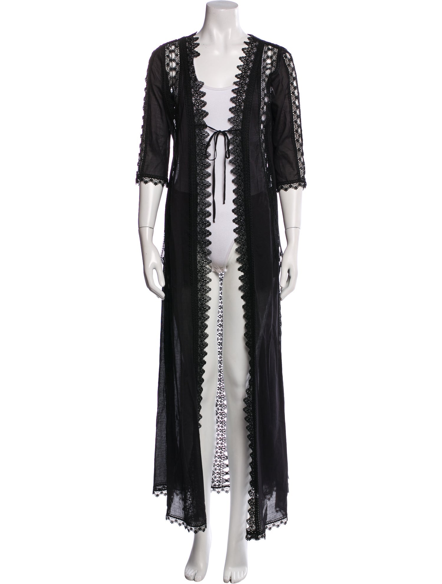Charo Ruiz Lace Trim Embellishment Robe