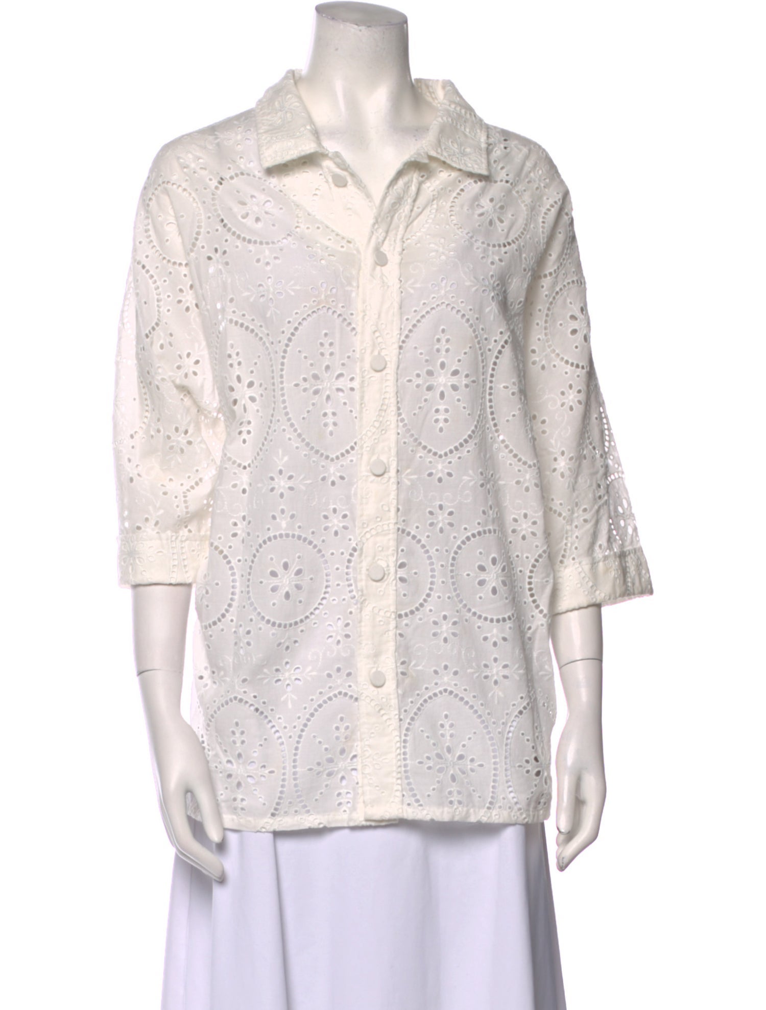 Charo Ruiz Printed Three-Quarter Sleeve Button-Up Top