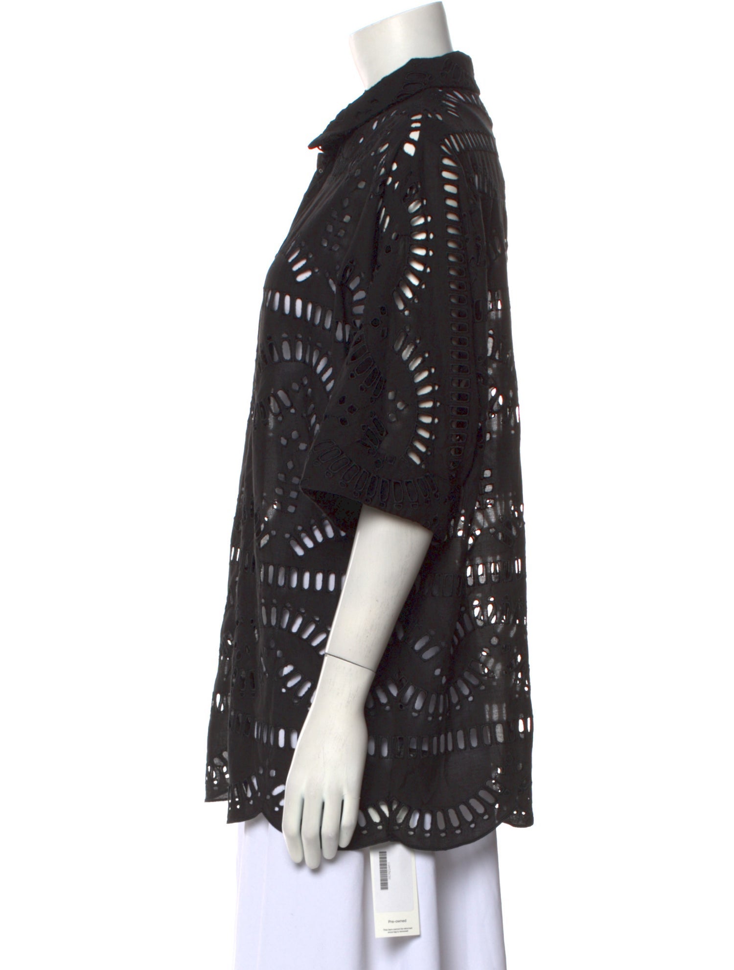 Charo Ruiz Lace Pattern Short Sleeve Button-Up Top w/ Tags