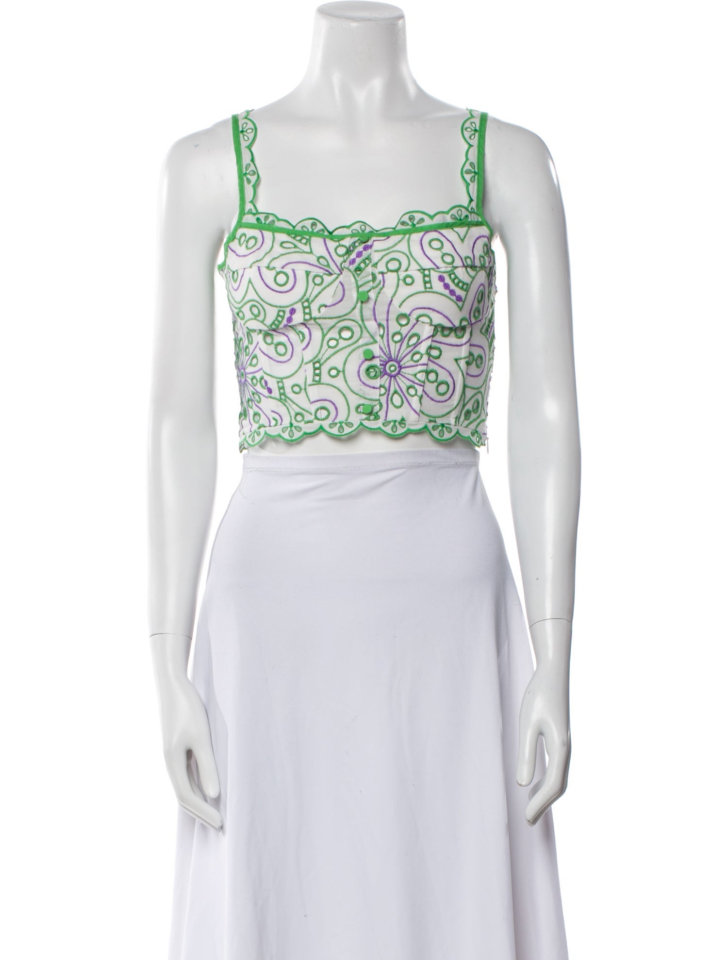 Charo Ruiz Printed Square Neckline Crop Top w/ Tags