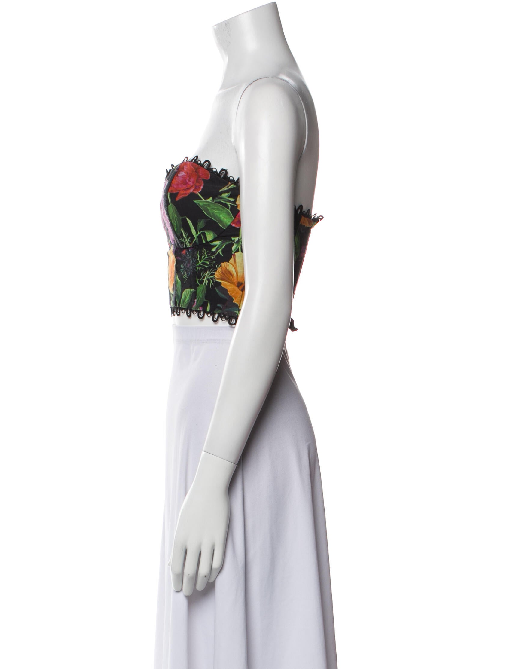 Charo Ruiz Floral Print Strapless Crop Top