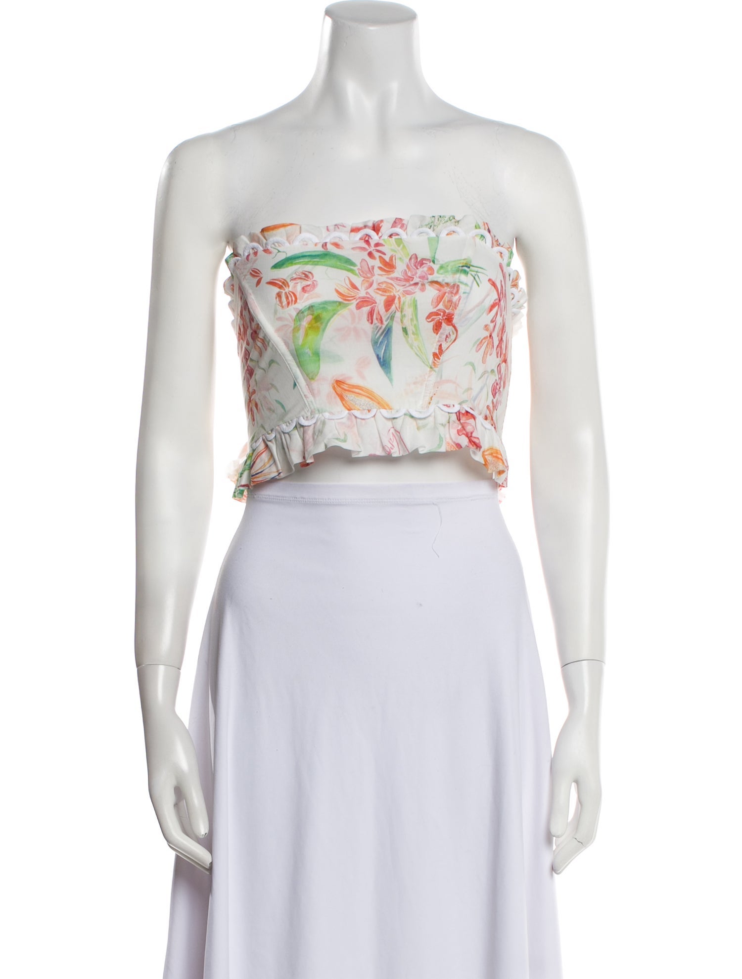 Charo Ruiz Floral Print Strapless Crop Top w/ Tags