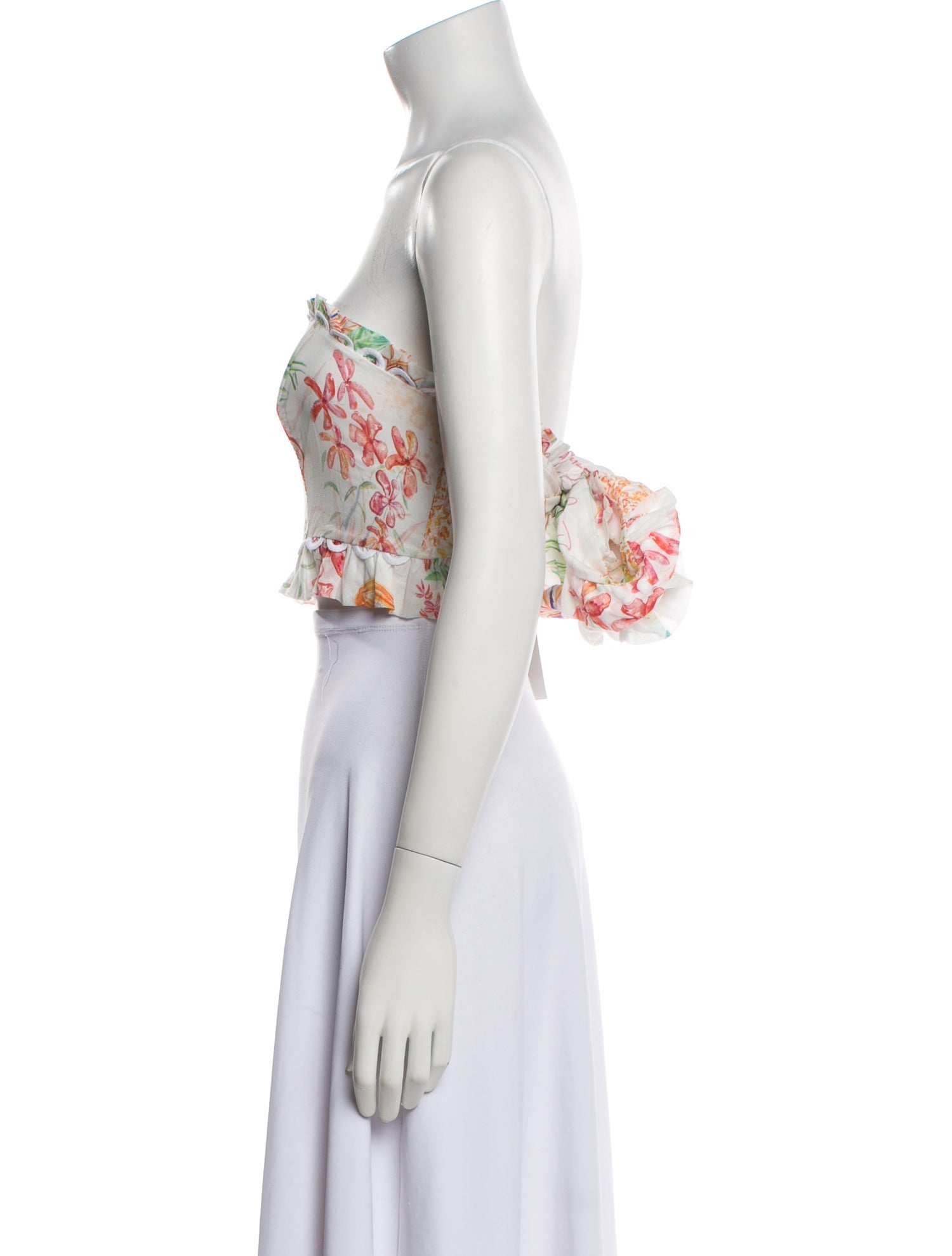 Charo Ruiz Floral Print Strapless Crop Top w/ Tags