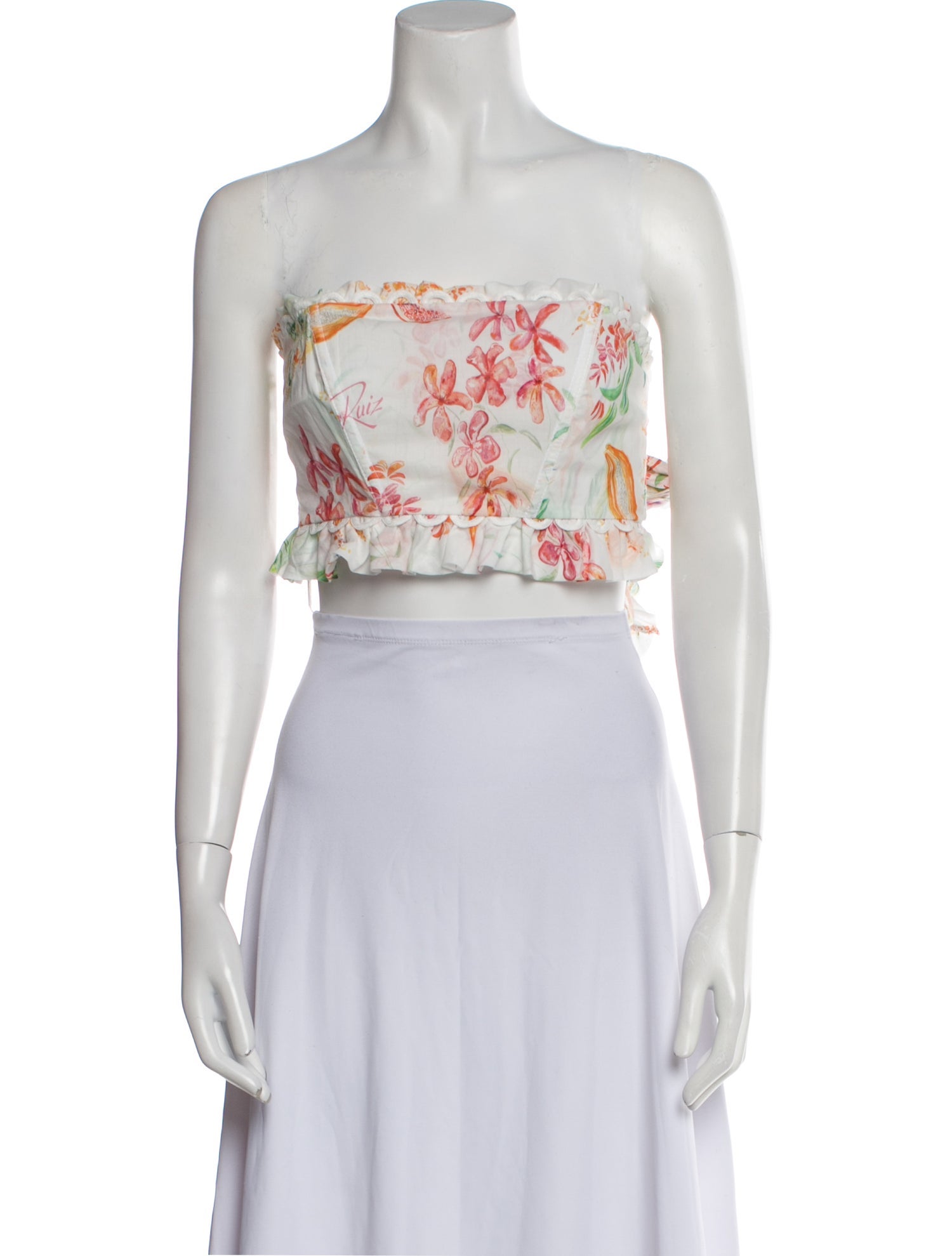 Charo Ruiz Floral Print Strapless Crop Top w/ Tags