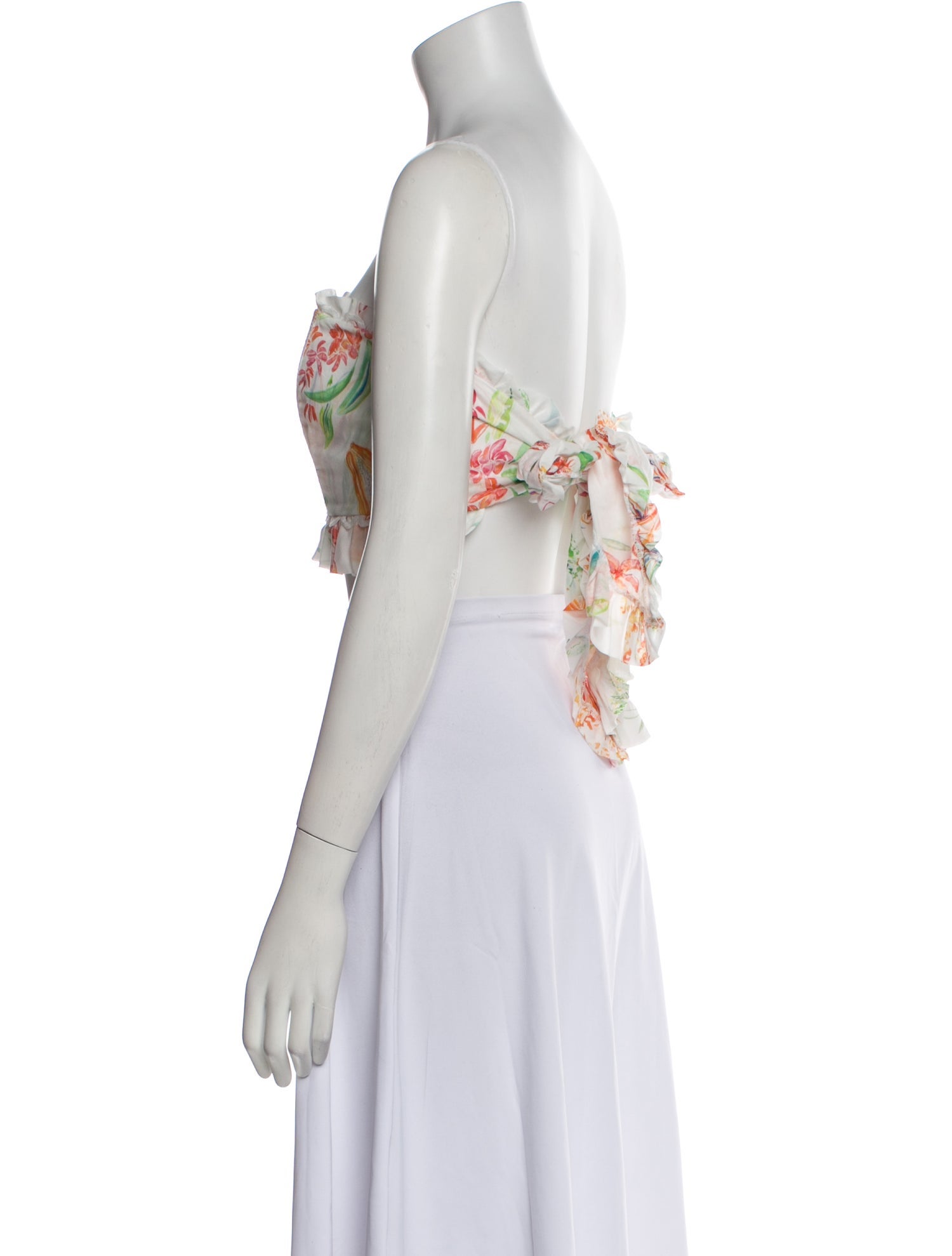 Charo Ruiz Floral Print Strapless Crop Top w/ Tags