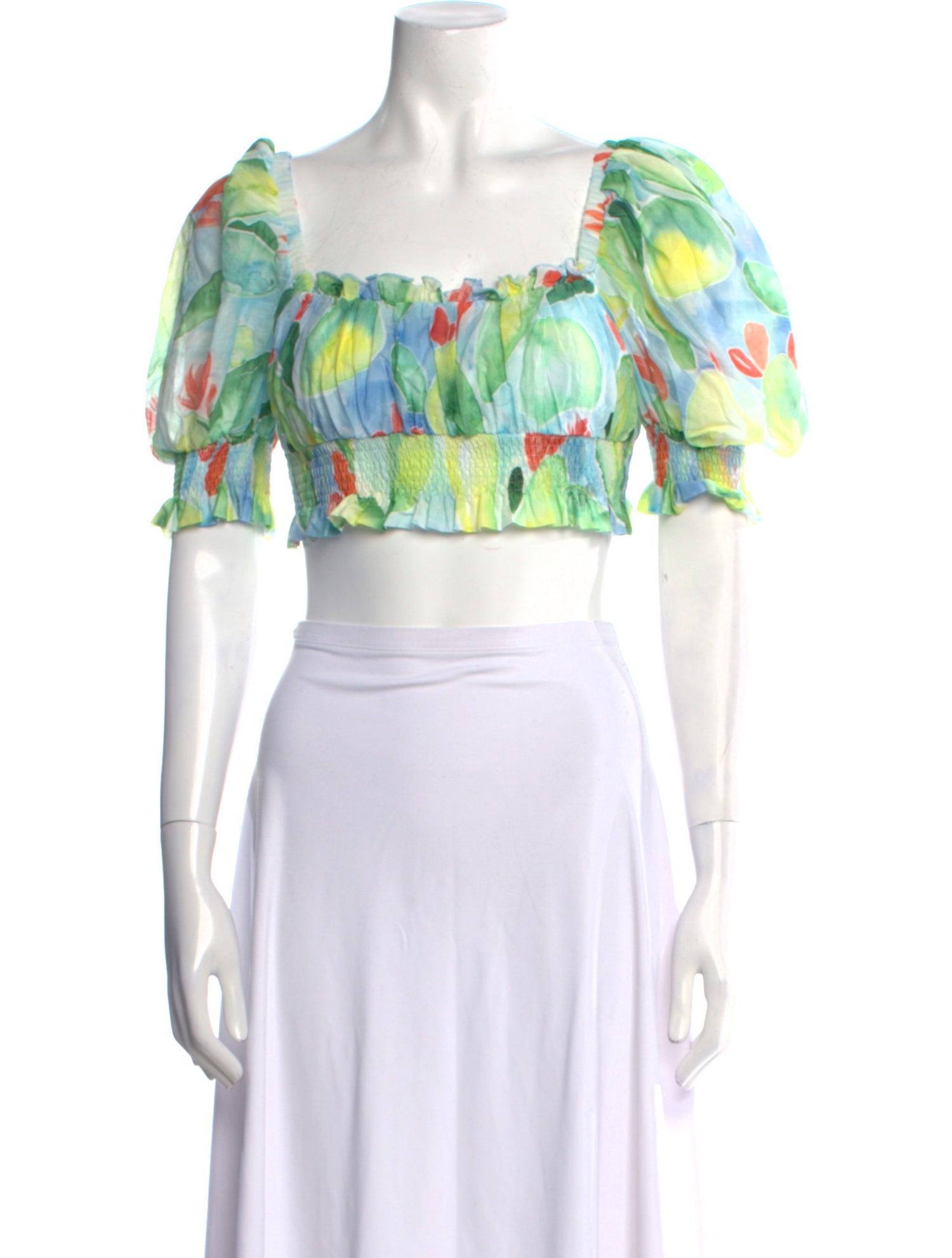 Charo Ruiz Floral Print Square Neckline Crop Top