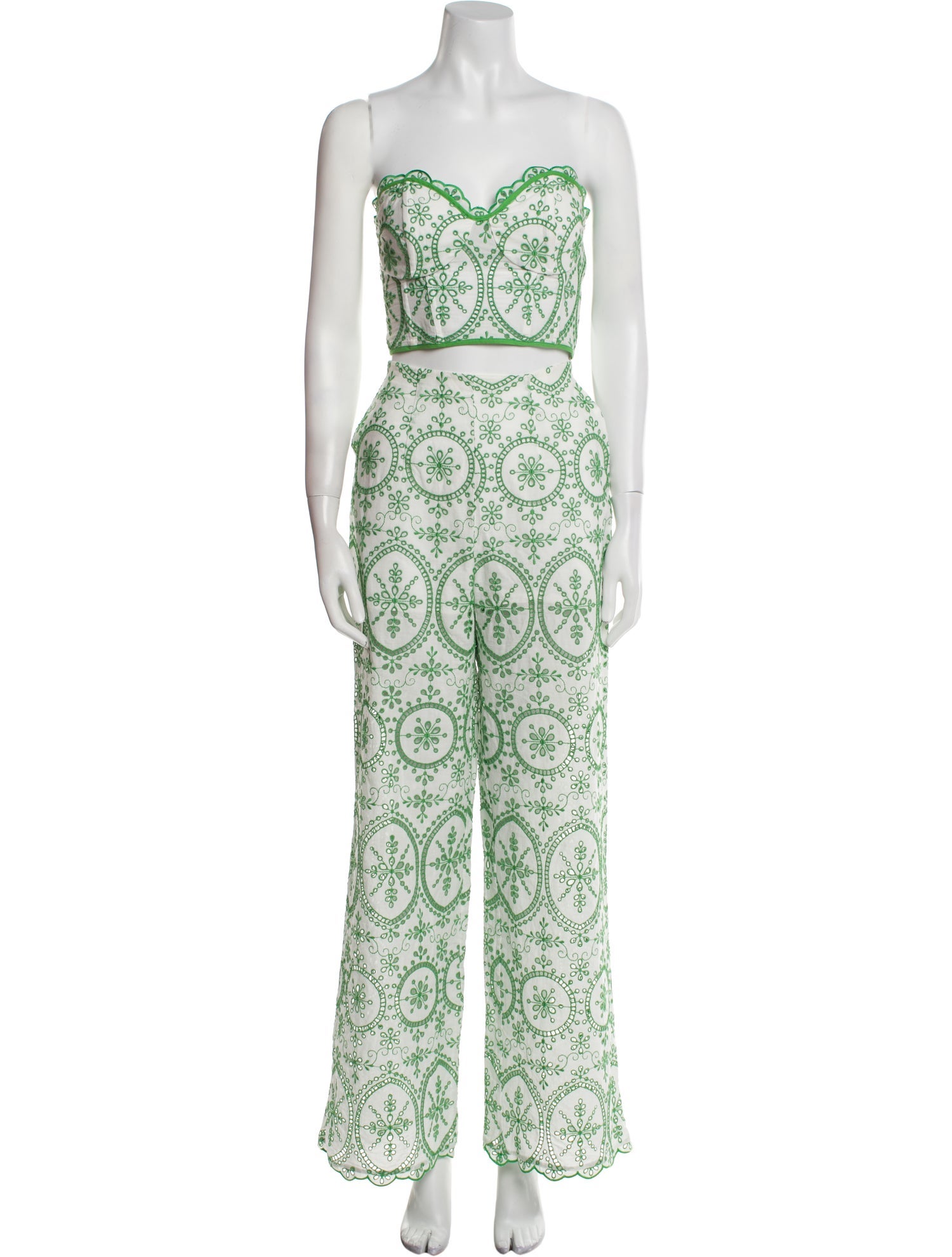 Charo Ruiz Lace Pattern Embroidered Accent Pant Set
