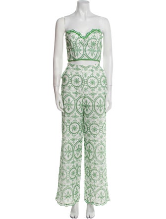 Charo Ruiz Lace Pattern Embroidered Accent Pant Set