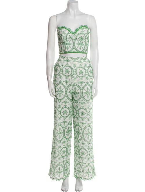 Charo Ruiz Lace Pattern Embroidered Accent Pant Set