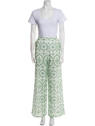 Charo Ruiz Lace Pattern Embroidered Accent Pant Set