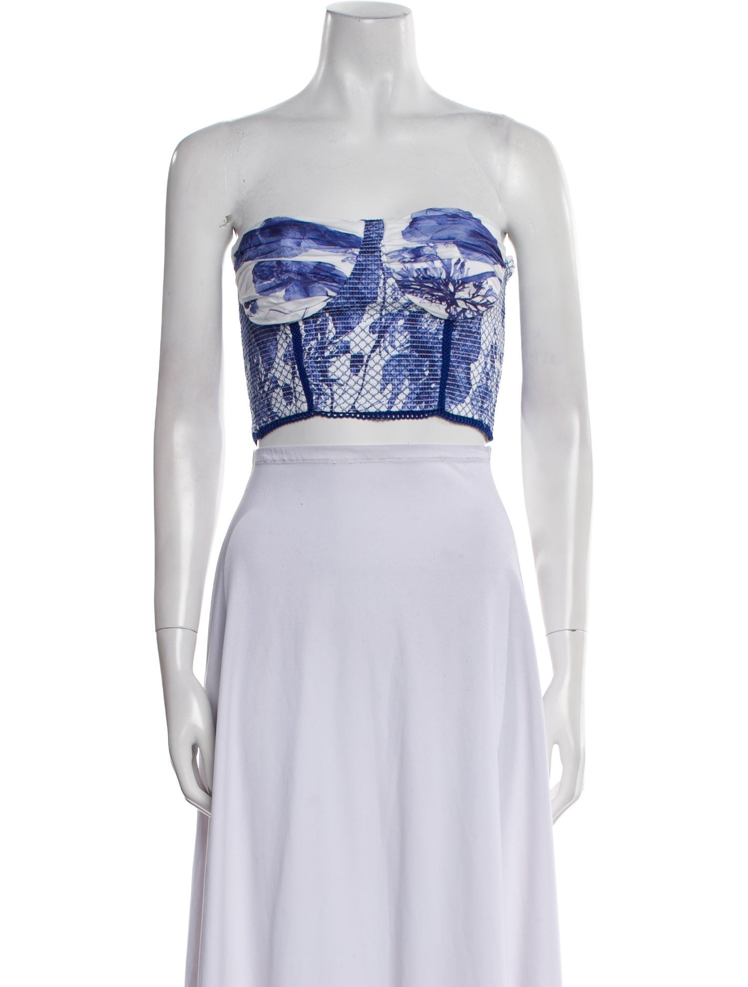 Charo Ruiz Printed Strapless Crop Top w/ Tags