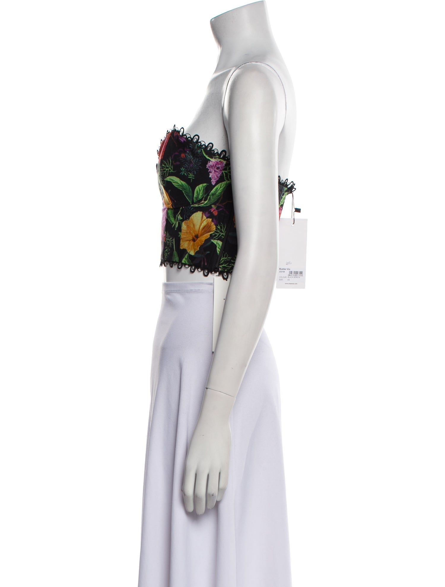 Charo Ruiz Floral Print Strapless Crop Top