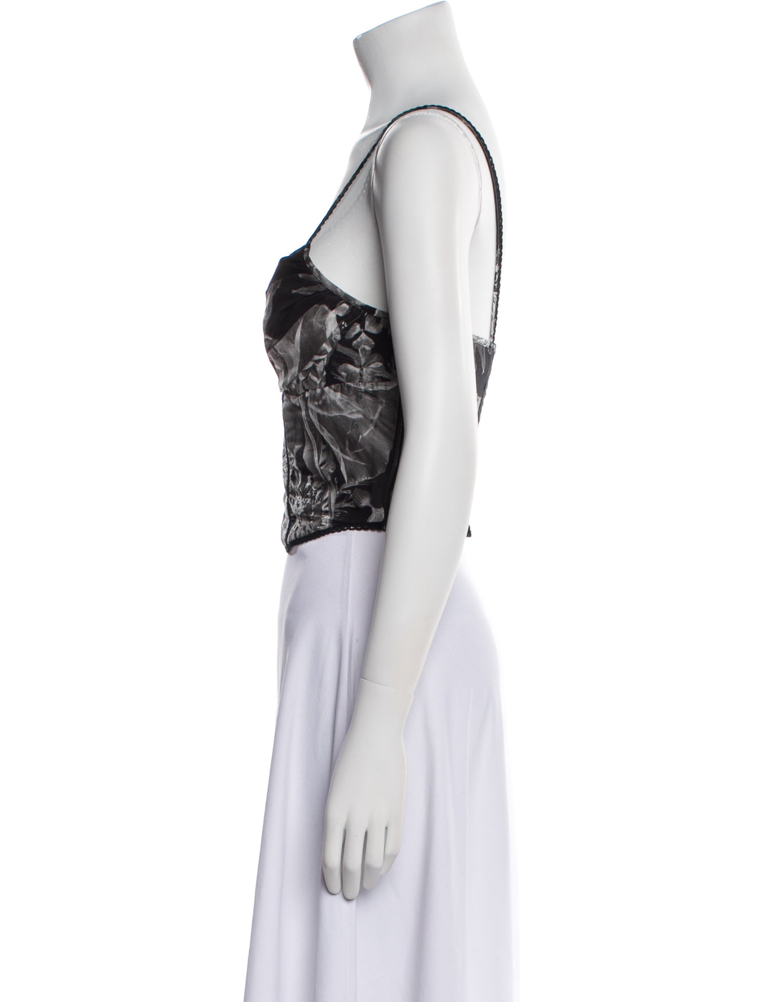 Charo Ruiz Printed V-Neck Crop Top w/ Tags