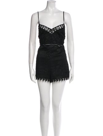 Charo Ruiz Lace Pattern Square Neckline Romper