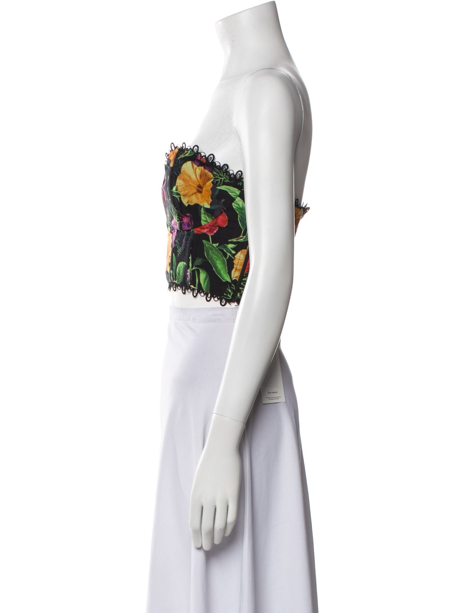 Charo Ruiz Floral Print Strapless Crop Top