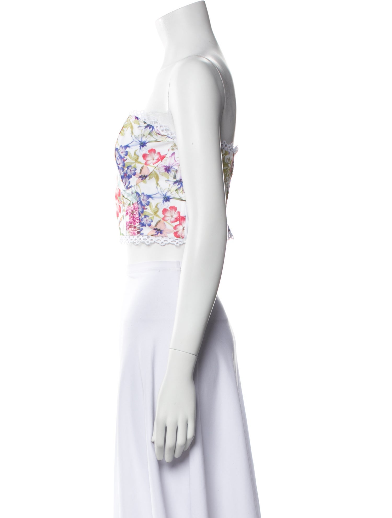 Charo Ruiz Floral Print Strapless Crop Top w/ Tags