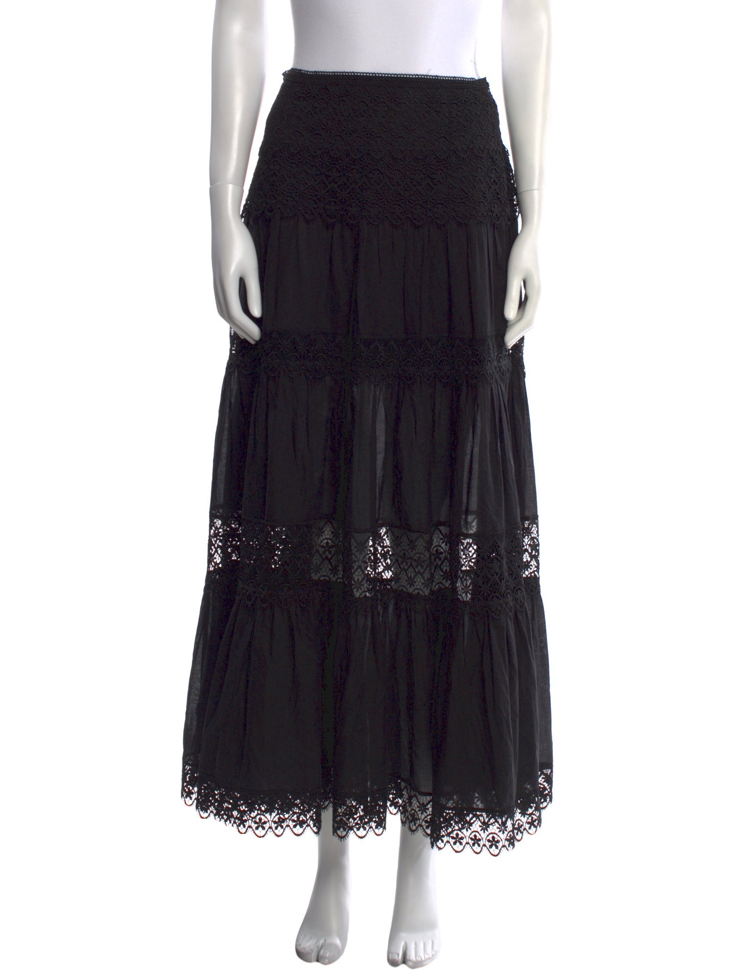 Charo Ruiz Crochet Trim Midi Length Skirt