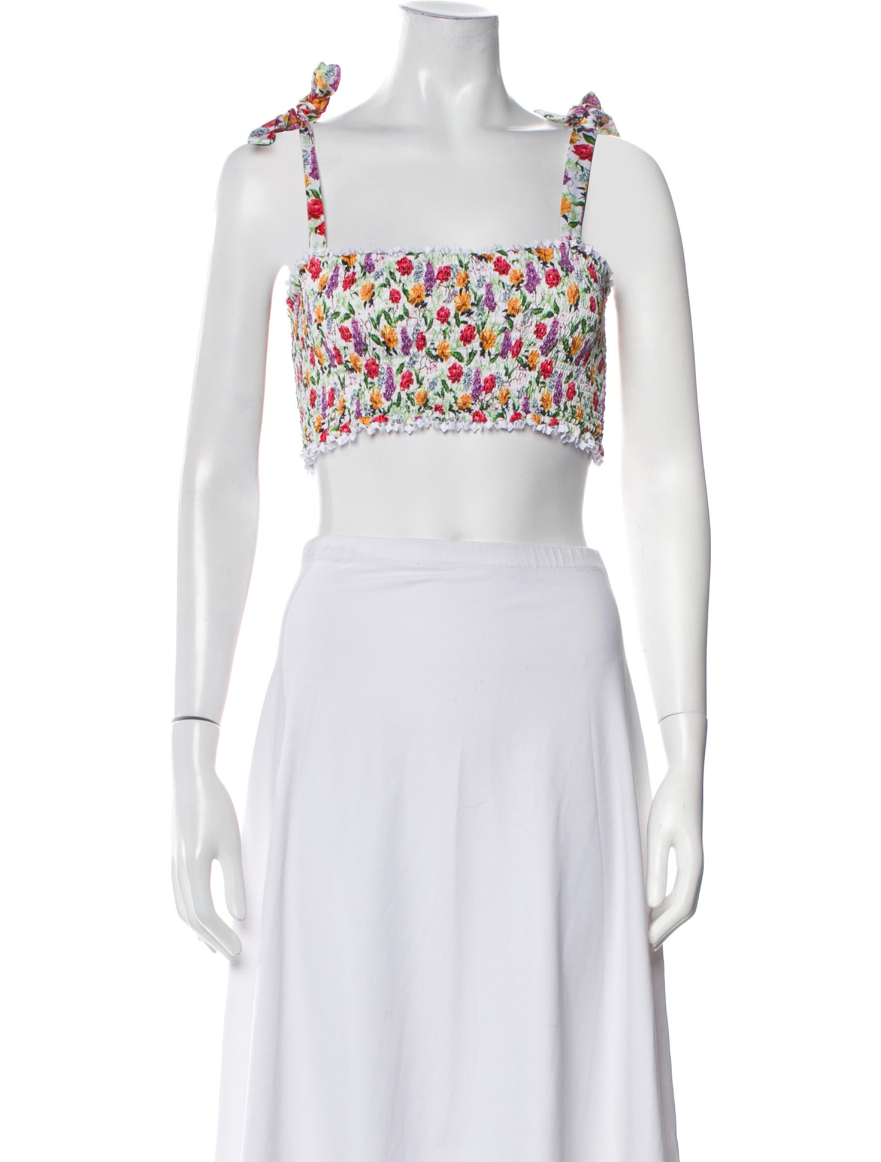 Charo Ruiz Floral Print Square Neckline Crop Top