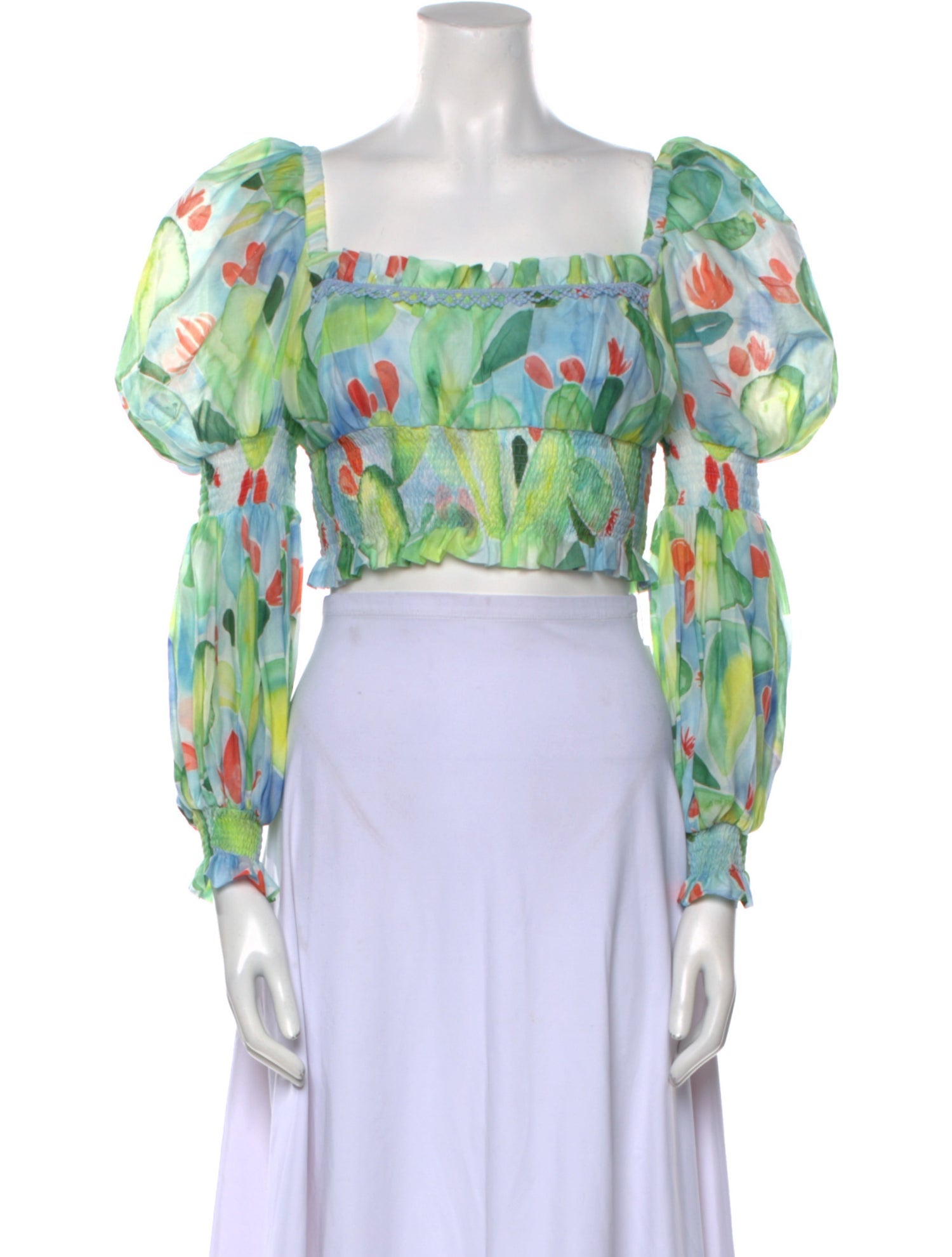 Charo Ruiz Floral Print Square Neckline Crop Top