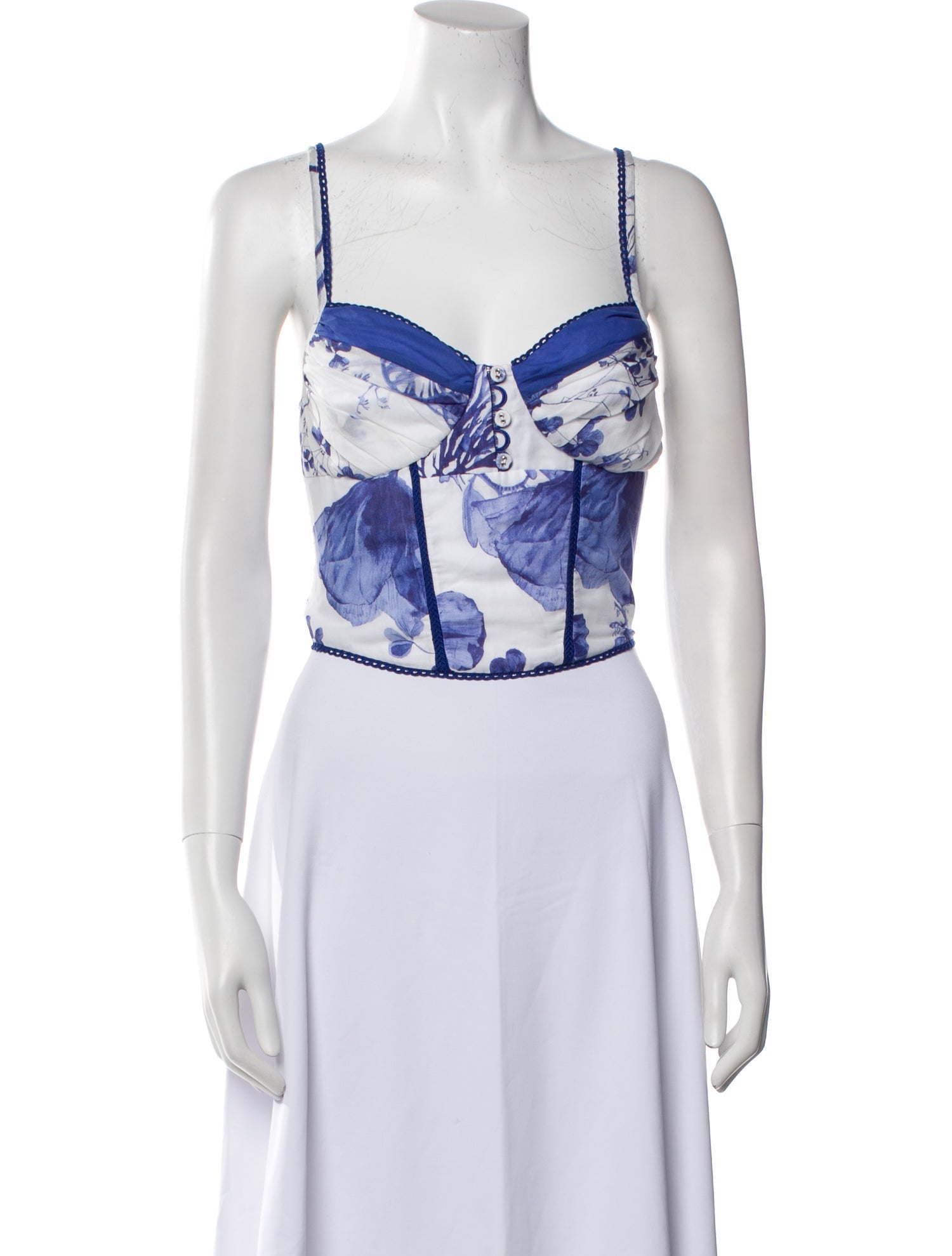 Charo Ruiz Printed Square Neckline Crop Top