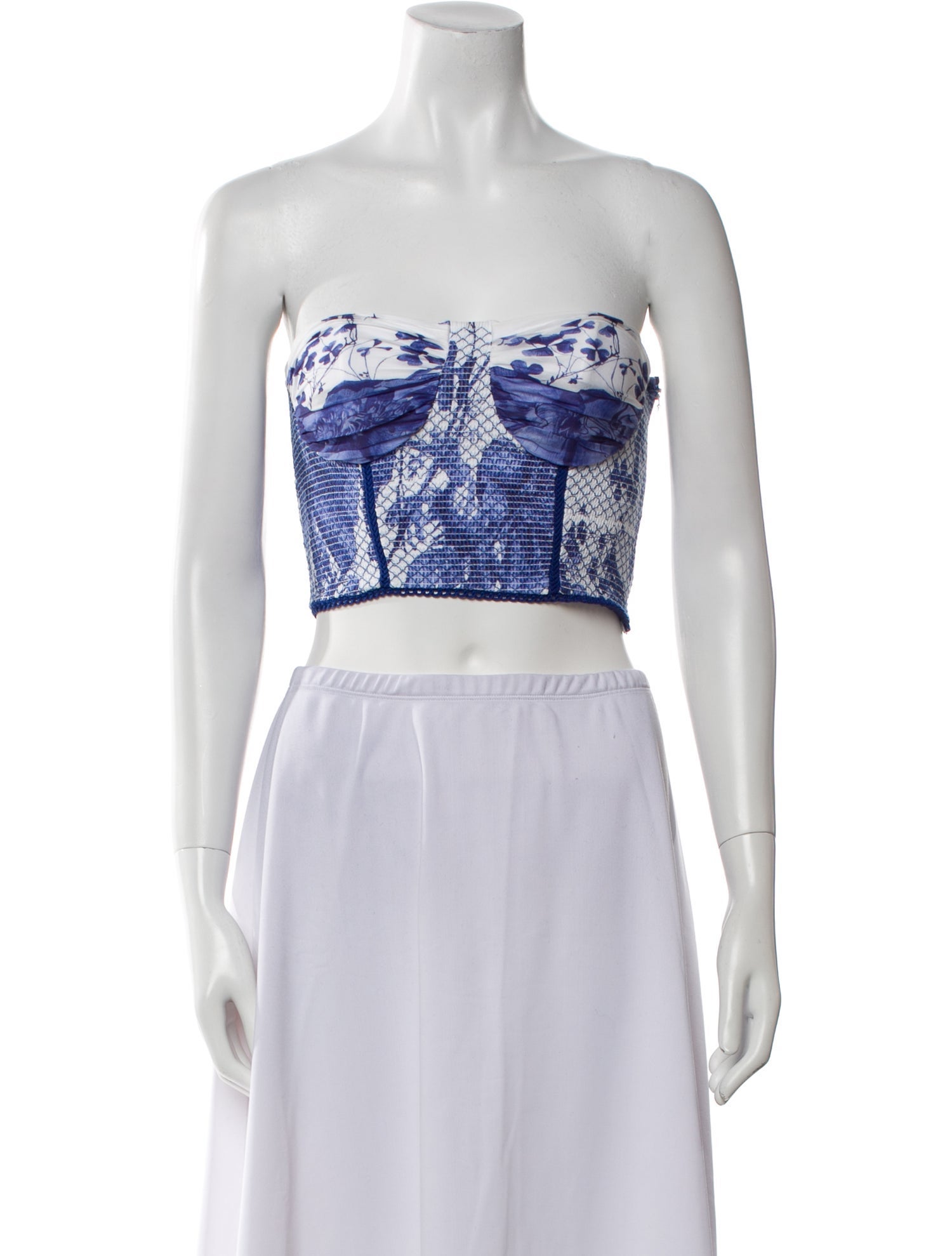 Charo Ruiz Printed Strapless Crop Top