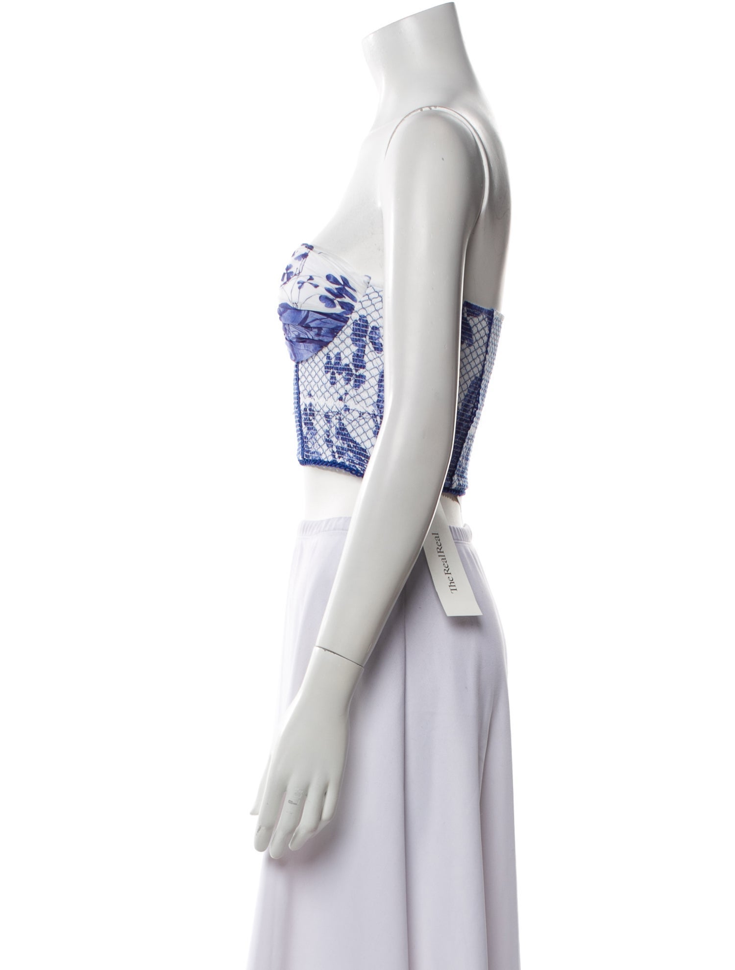 Charo Ruiz Printed Strapless Crop Top